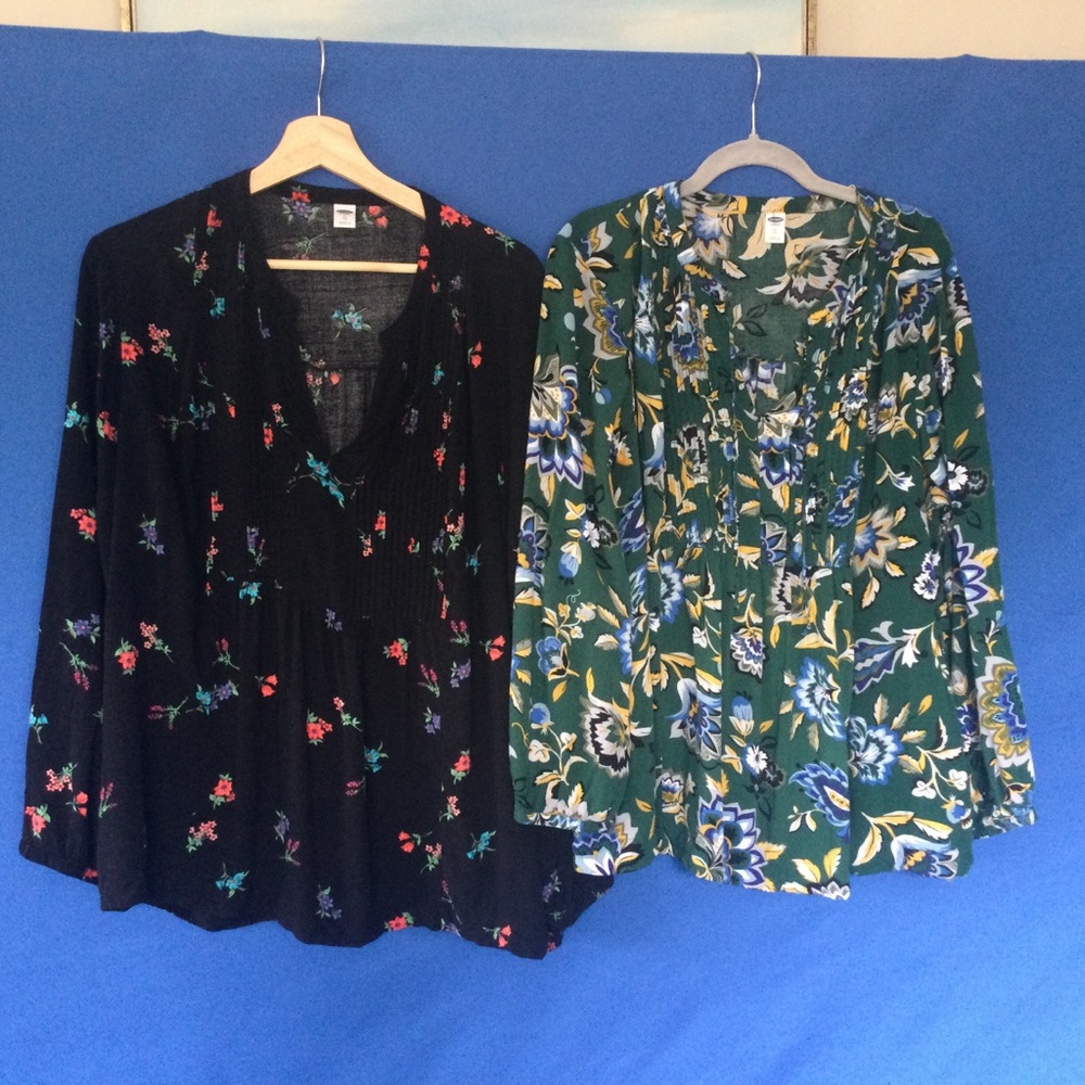 Pair of Old Navy Tunic Tops XL Rayon Floral Boho